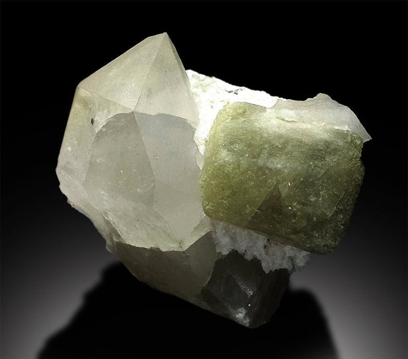 Green Herderite | Herderite Crystal | Herderite Specimen | Herderite with Quartz | Rare Herderite | Rare Mineral | Rare Stone | 272 g