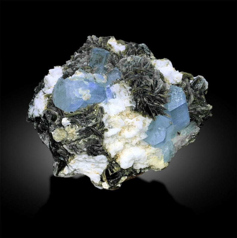 Aquamarine Specimen, Blue Cap Aquamarine Crystals, Aquamarine Cluster, Aquamarine with Mica, Aquamarine stone, Mineral Specimen, 1137 g