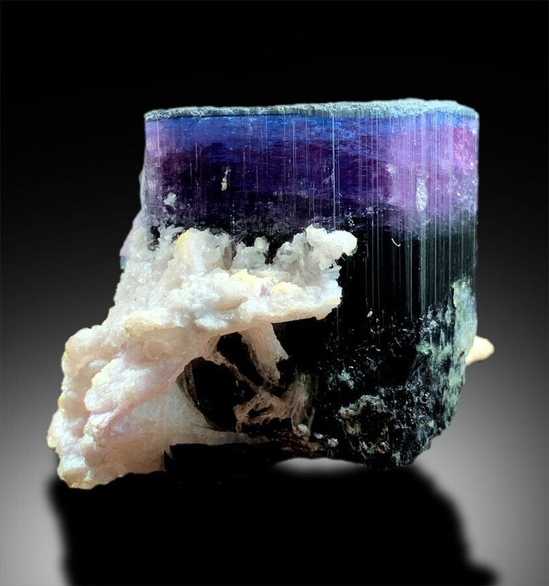 Blue Purple Tourmaline Crystal with Cleavelindite, Mineral Specimen, Natural Tourmaline, Tourmaline From Paprock 106 g , 37*46*39 mm