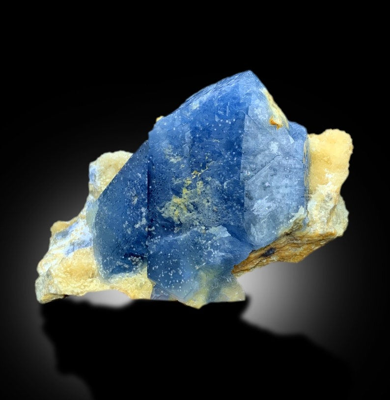 Blue Celestine With Calcite Mineral Specimen From Baghdis, Afghanistan - 744 gram