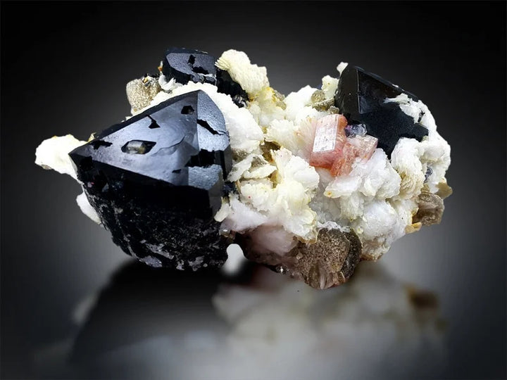 Natural Pink Color Apatite Crystals with Tantalite, Schorl Black Tourmalines and Albite, Mineral Specimen from Skardu Pakistan - 589 gram