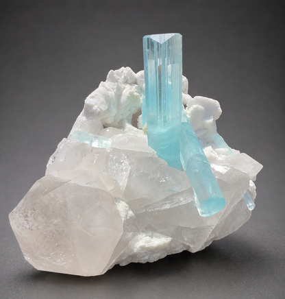 Museum Grade Aquamarine specimen with Quartz and Feldspar from Pakistan, 1696 gram