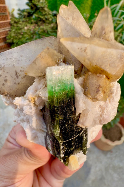 Blue Cap Tourmaline with Calcite from Paprok Afghanistan , 208 g