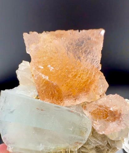 Pink Fluorite with Aquamarine and Mica from Pakistan, 159 gram