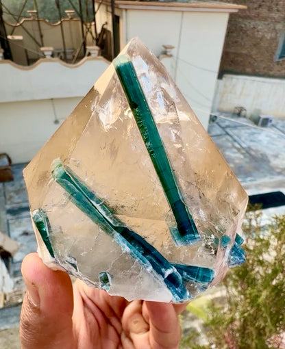 Indicolite Tourmaline on Smoky Quartz from Afghanistan, 677 gram