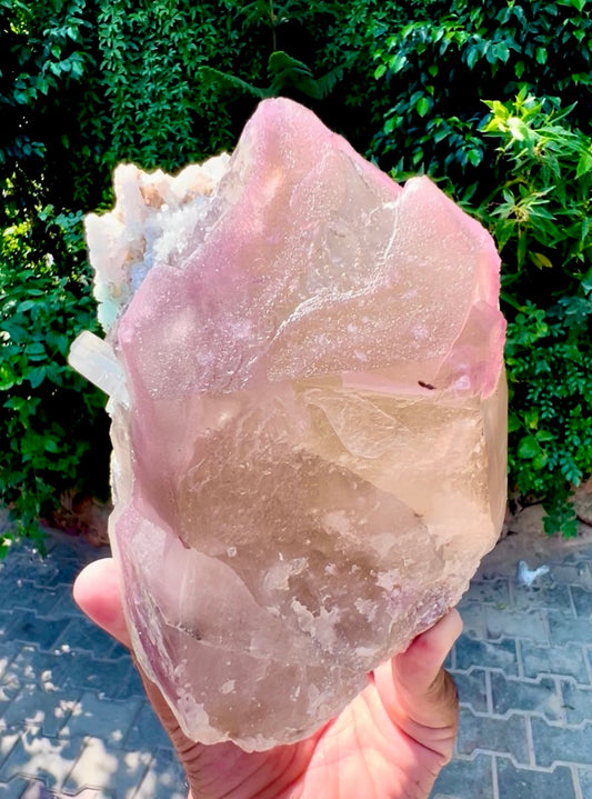 Crystallized Rose Quartz with Tourmaline on Smoky Quartz from Afghanistan, 1830 gram