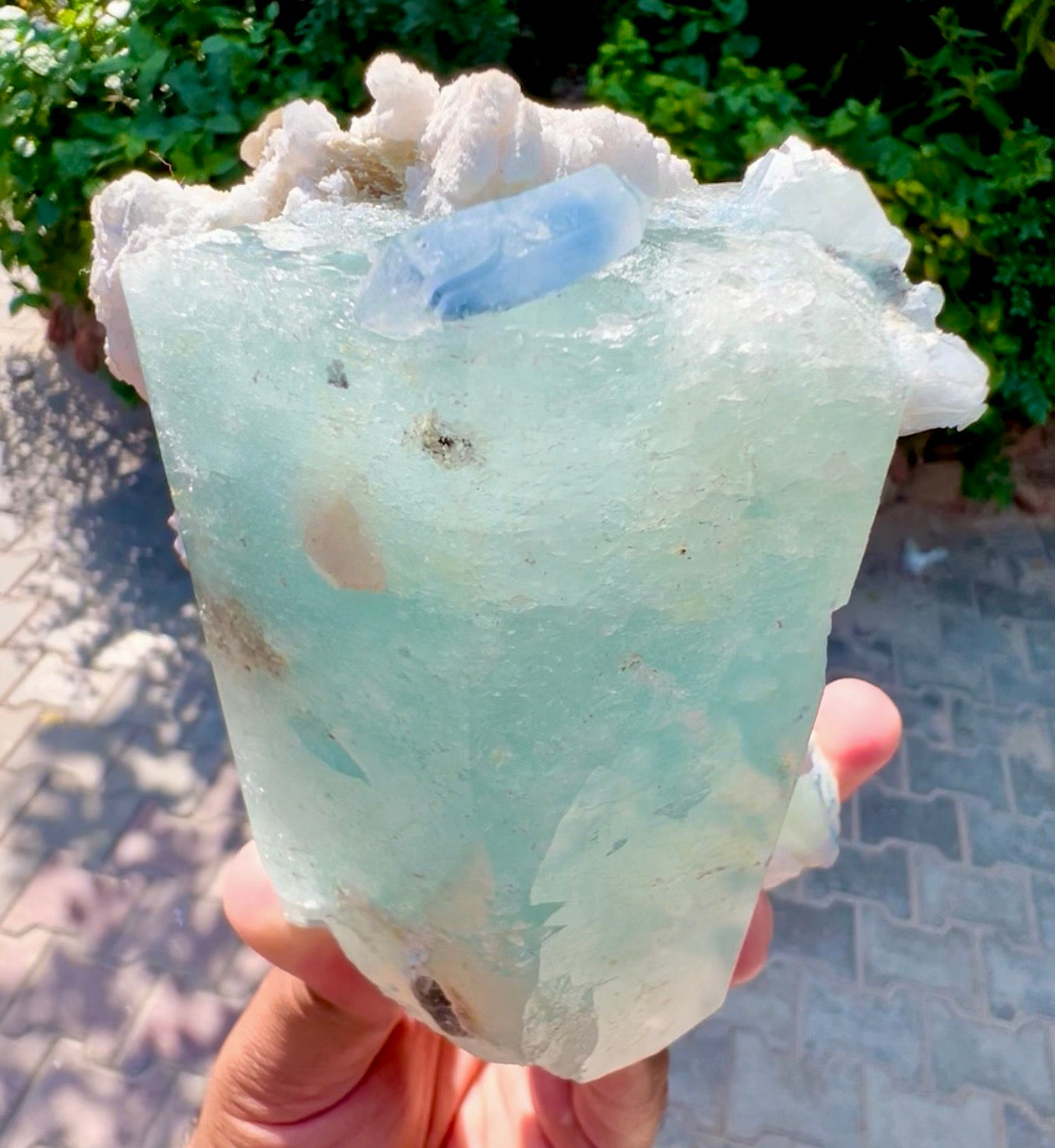 Aquamarine with Blue Indicolite Quartz and Albite from Afghanistan, 1277 gram