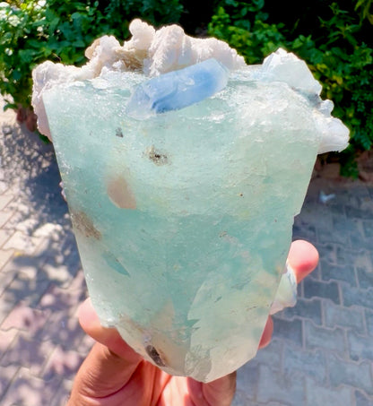 Aquamarine with Blue Indicolite Quartz and Albite from Afghanistan, 1277 gram