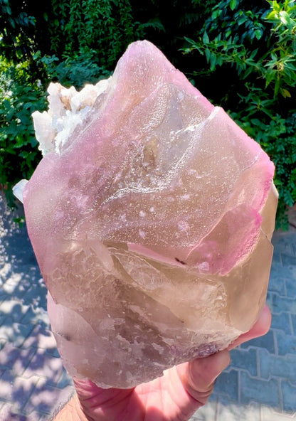 Crystallized Rose Quartz with Tourmaline on Smoky Quartz from Afghanistan, 1830 gram