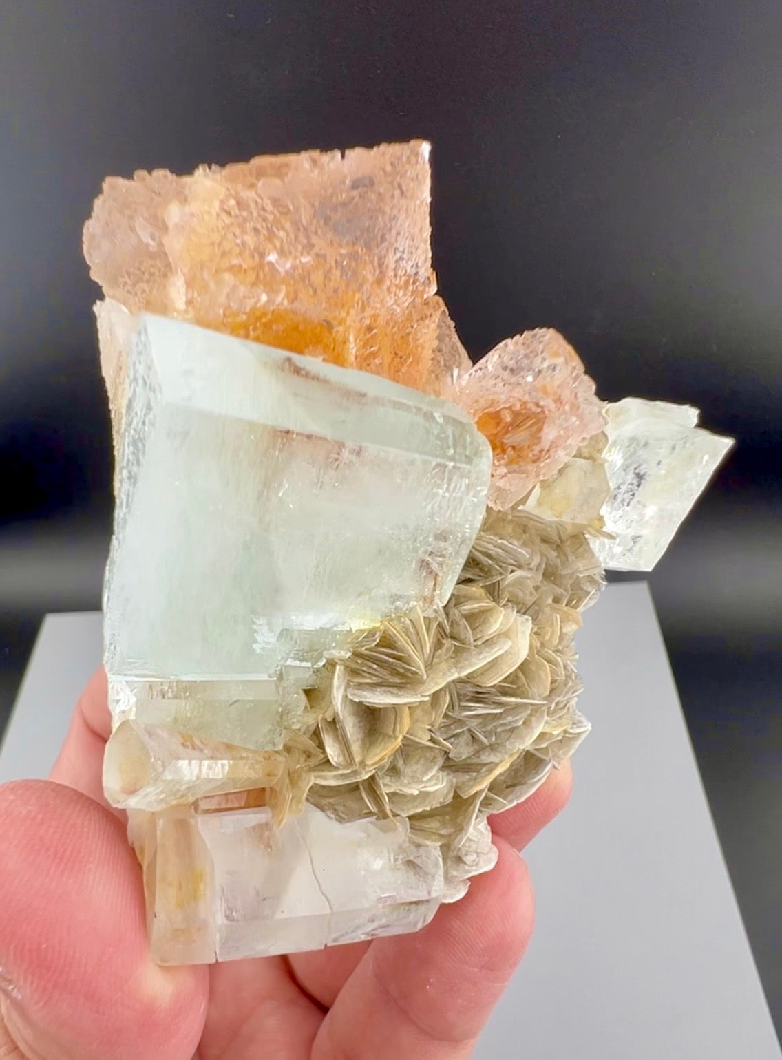 Pink Fluorite with Aquamarine and Mica from Pakistan, 159 gram