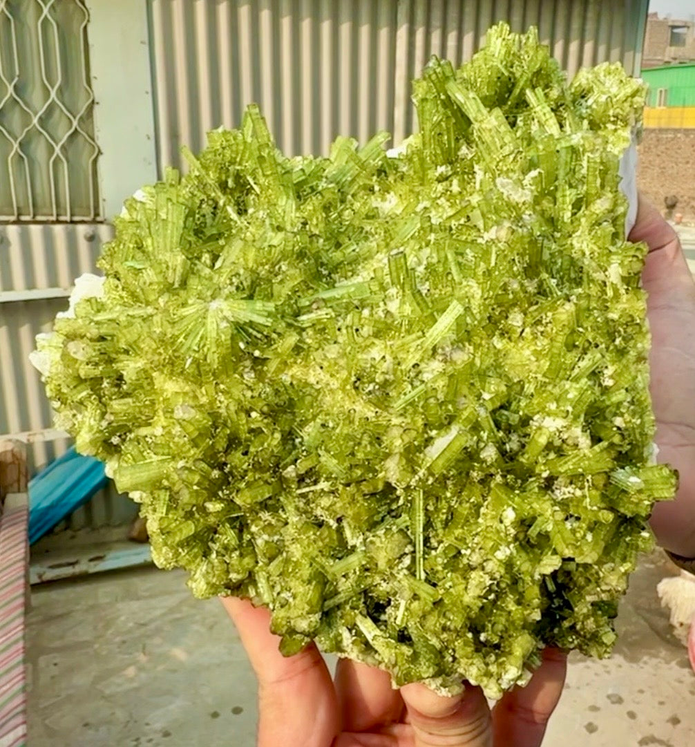 Green Tourmaline Crystals Cluster on matrix from Chapu Mine Pakistan, 3418 gram