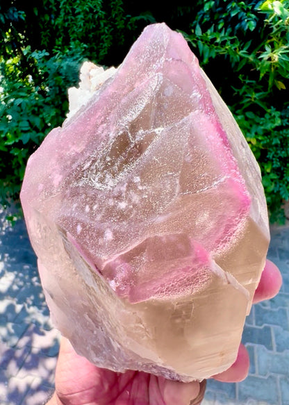 Crystallized Rose Quartz with Tourmaline on Smoky Quartz from Afghanistan, 1830 gram