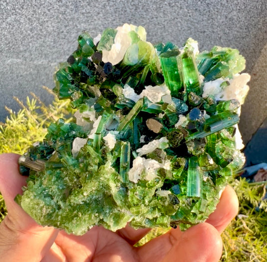 Green Tourmalines with Pink Kunzite from Afghanistan, 291 gram