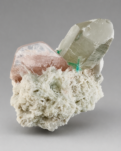 Natural Morganite with Green Tourmaline, Smoky Quartz and Clevelandite Albite from Afghanistan, 631 gram
