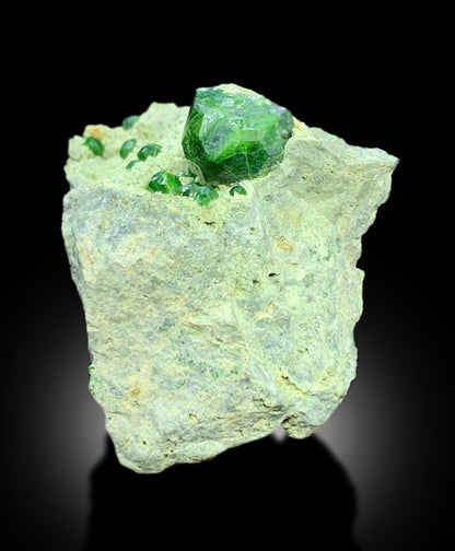 Demantoid Garnet, Green Garnet, Garnet Crystals, Demantoid Garnet Specimen, Crystal Cluster, Mineral Specimen, Garnet on matrix, 228 gram