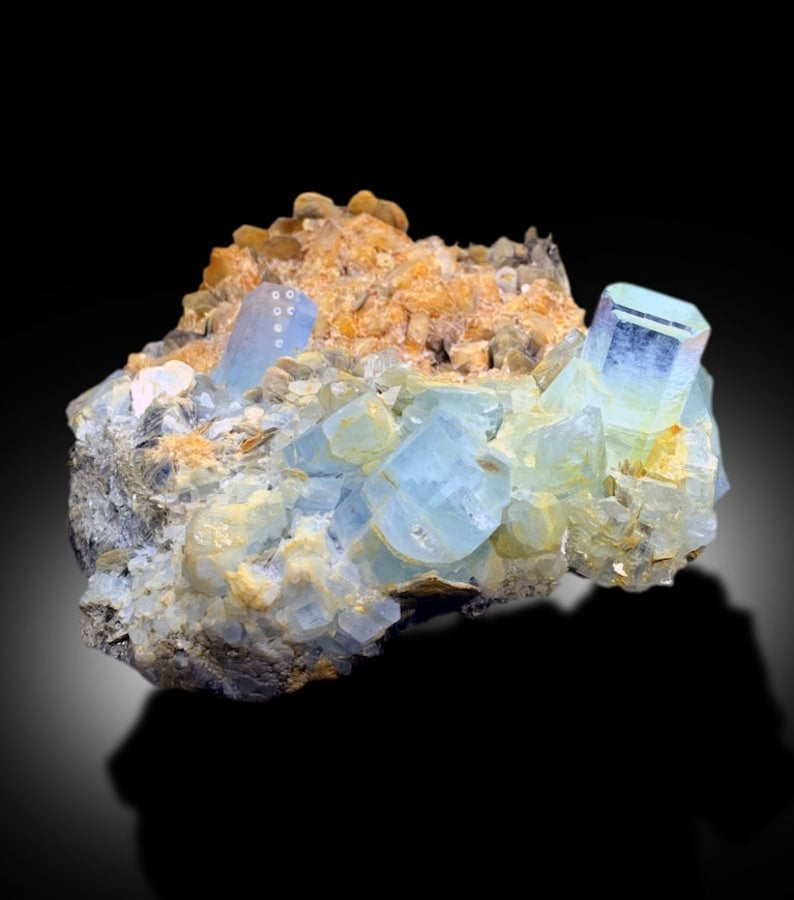 Blue Aquamarines With Calcite and Mica Mineral Specimen From Nagar Mine Pakistan - 2358 gram