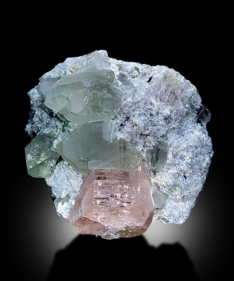 Pink Morganite With Green Tourmalines, Quartz and Lepidolite Mineral Specimen From Afghanistan - 1375 gram