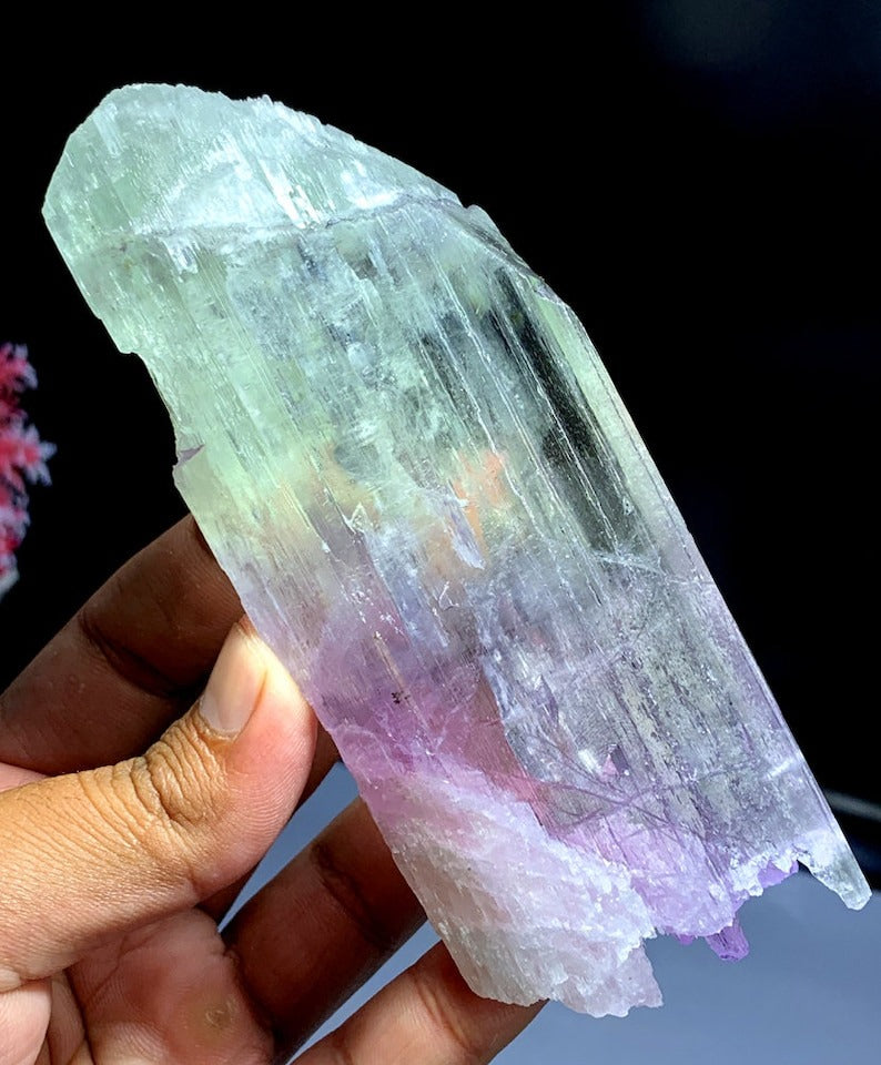 Bicolor Kunzite Crystal, Natural Kunzite, Kunzite stone, Pink Kunzite, Kunzite for sale, Raw Kunzite, Mineral Specimen, Healing Stone, 449 g