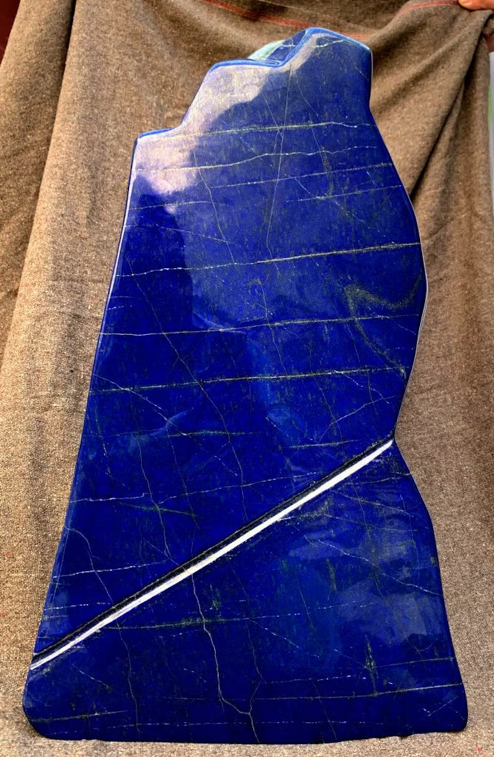 Lapis Lazuli Tumble , Huge Lapis Lazuli Free form tumble Made in Afghanistan, Real Blue Ultramarine, Handmade NO dye Lapis Tumble Home Decor