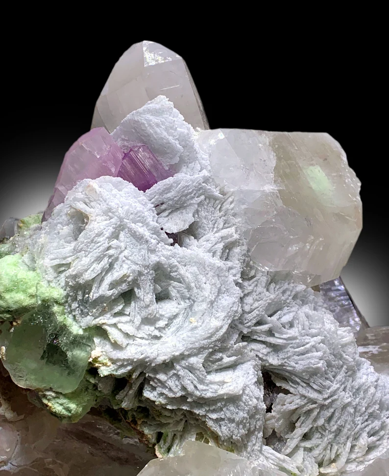 Natural Pink Color Kunzite with Green Tourmalines, Quartz and Cleavelandite Albite, Mineral Specimen, Raw Mineral, Kunzite Specimen - 8.2 Kg