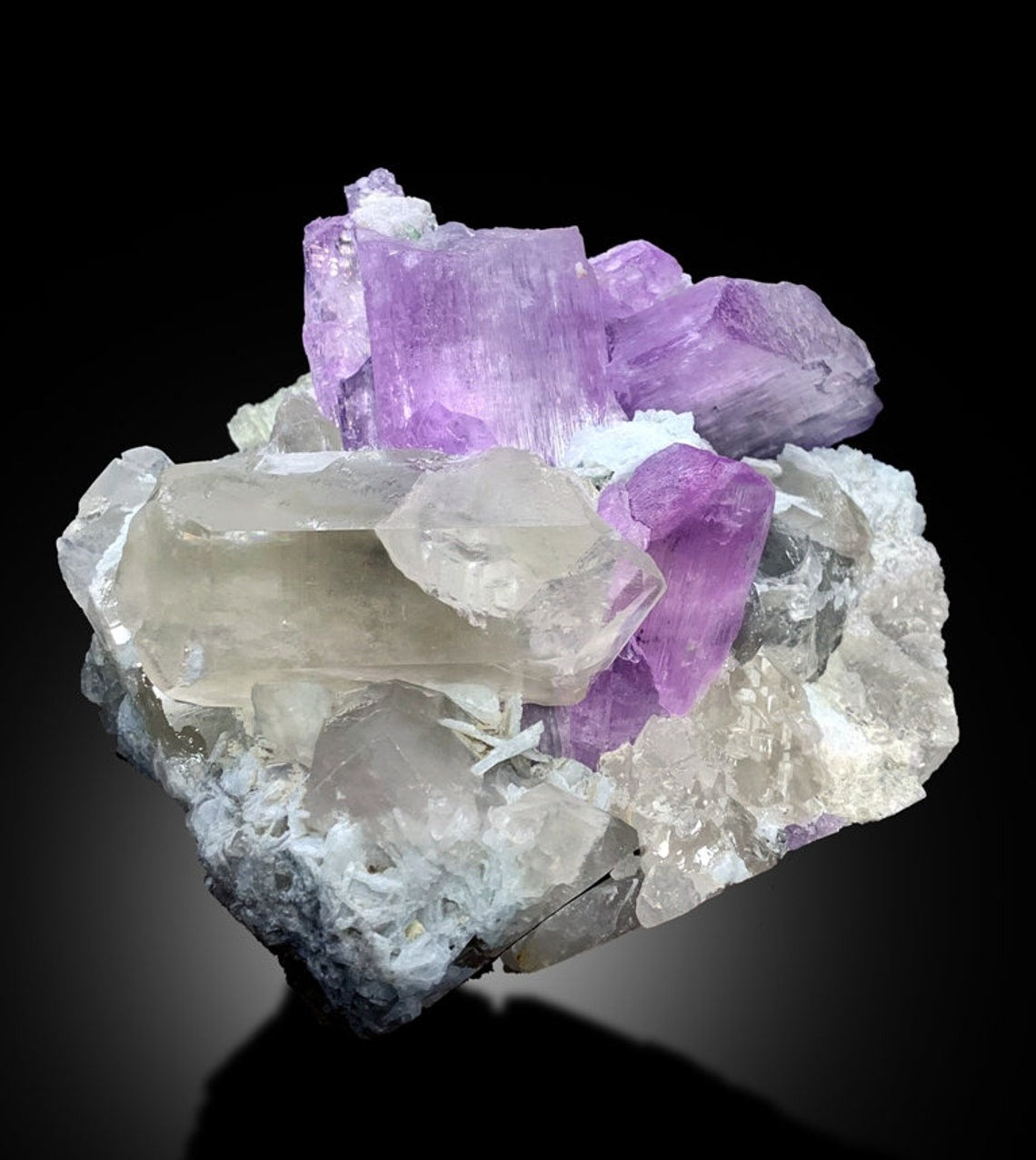 Natural Pink Kunzite Crystals With Quartz and Albite Mineral Specimen From Afghanistan - 3474 gram, 160*150*115 mm