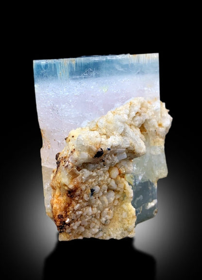 Terminated AquaMorganite With Feldspar Mineral Specimen From Skardu Pakistan - 92 gram