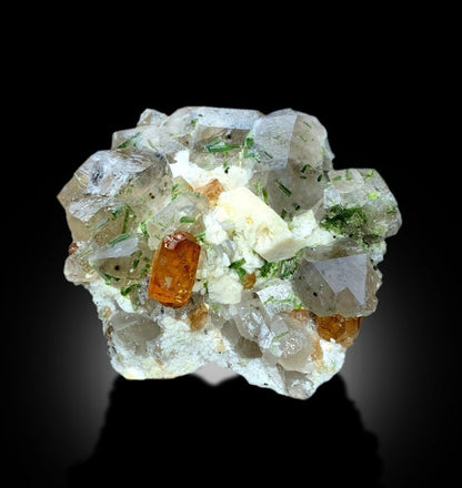 Topaz Crystals with Tourmalines, Herderite Crystals, Smoky Quartz and Feldspar Specimen, Topaz Specimen, Tourmaline Cluster, 1851 gram