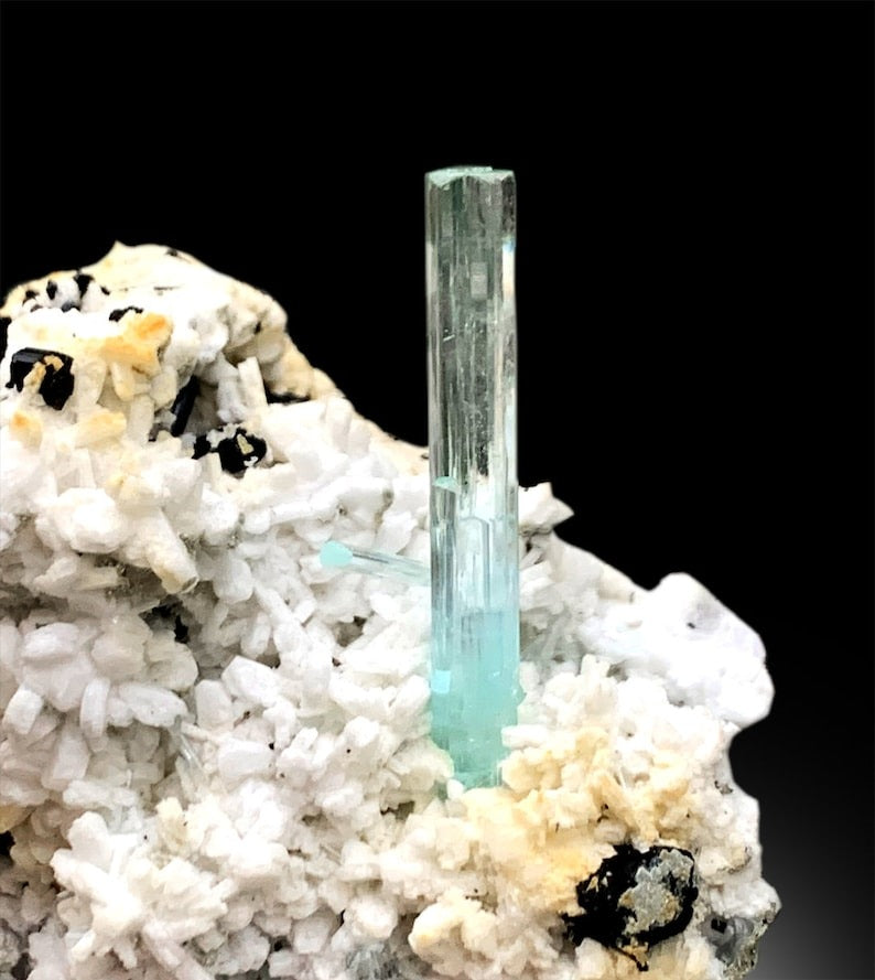 Aquamarine Crystals, Tourmaline Specimen, Aquamarine Specimen, Aquamarines with Schorl, Aquamarine on matrix, Aquamarine Cluster, 327 g