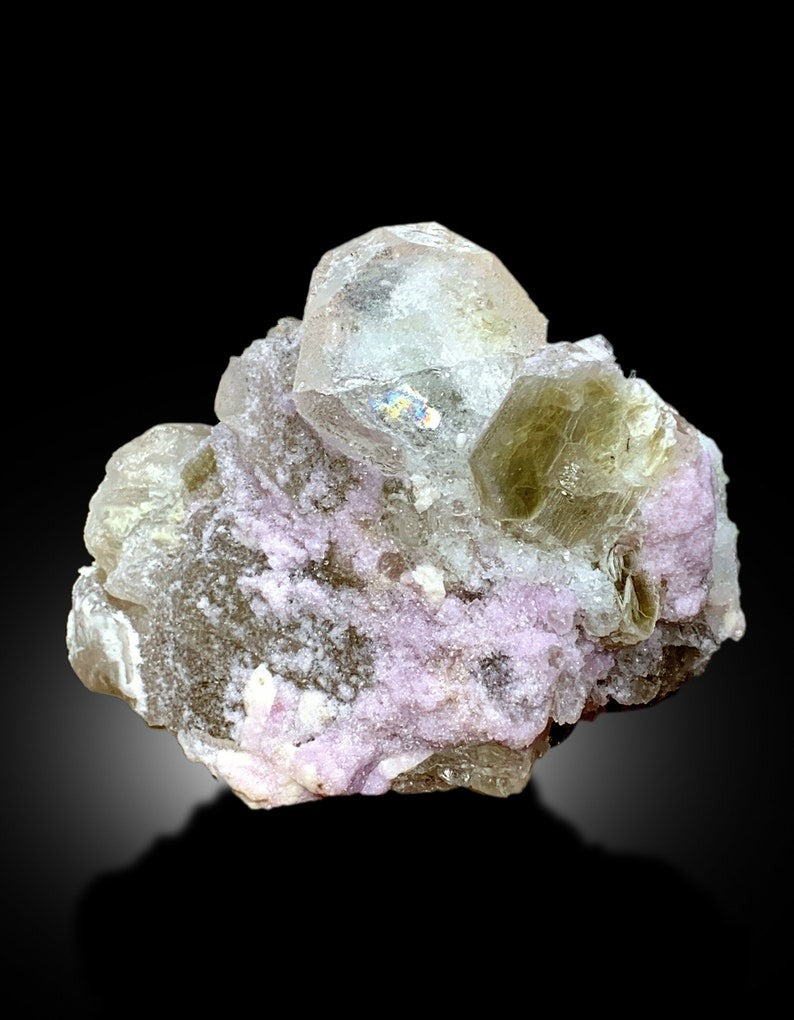 Morganite Specimen, Natural Morganite Crystal with Purple Apatite and Mica, Tourmalines and Albite Mineral Specimen from Afghanistan, 415 g