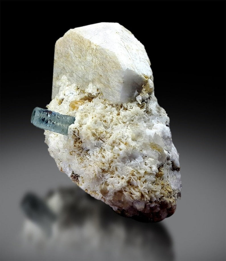 Aquamarine Crystal with Topaz , Albite and Feldspar from Shigar Pakistan - 634 g , 122*87 mm