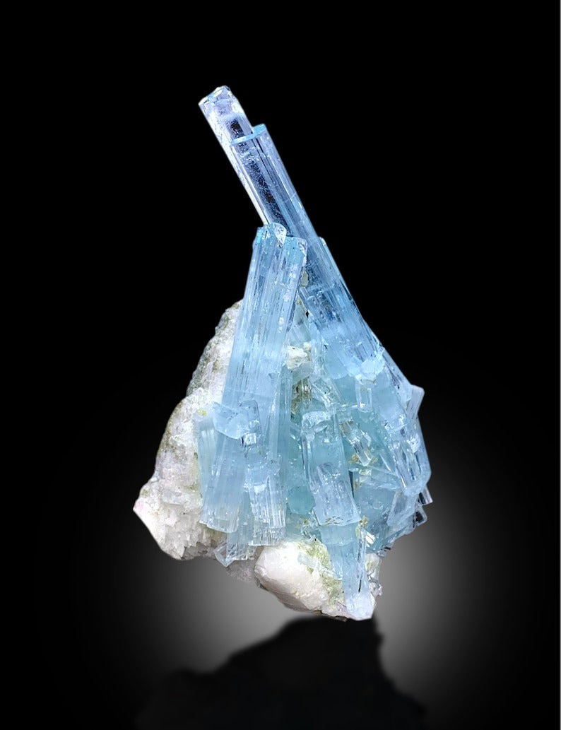 Sky Blue Aquamarine Crystals Cluster With Feldspar From Shigar Valley Skardu Pakistan - 79 gram