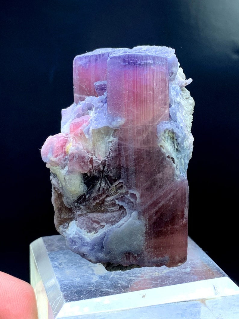 Natural Blue Cap Pink Tourmaline with Blue Mica, Crystal Specimen, Tourmaline Crystal from Badakhshan Afghanistan - 155 gram