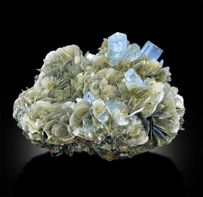 Aquamarine Crystals with Muscovite Mica, Terminated Aquamarine Crystals, Aquamarine Cluster, Aquamarine Crystals, Mineral Specimen, 1024g