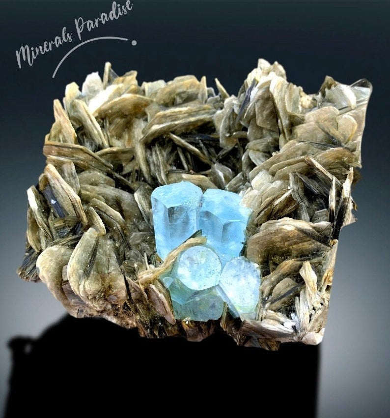 Natural Aquamarine Crystals with Muscovite Mica, Aquamarine Cluster, Aquamarine Specimen, Aquamarine for sale, 1441 gram