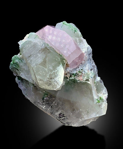 Pink Morganite with Tourmalines and Quartz Specimen from Afghanistan, 378 gram