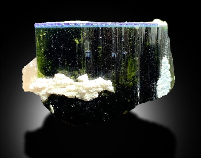 Blue Cap Tourmaline | Tourmaline Specimen | Tourmaline Crystal | Tourmaline for sale | Paprok Tourmaline | Raw Crystal, 446 g, 81*74*47 mm