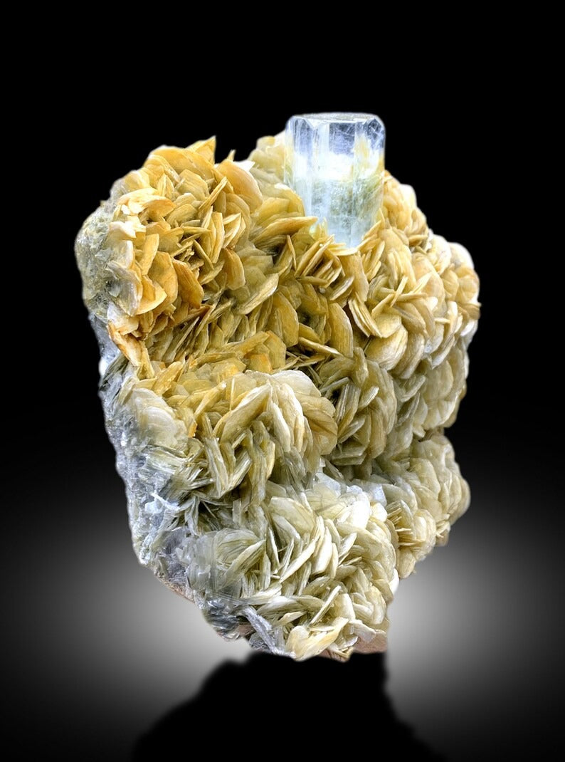 Natural Blue Color Aquamarine Crystal with Muscovite Mica, Aquamarine Specimen, Aquamarine from Gilgit Baltistan Pakistan - 1100 gram