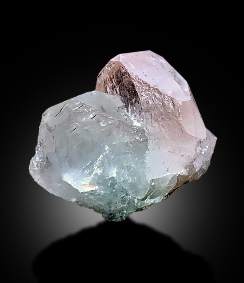 Natural Pink Morganite Crystals Cluster With Microlite From Afghanistan - 118 gram