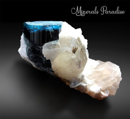 Blue Cap Tourmaline with Cleavlandite and Smoky Quartz Mineral Specimen from Paprok - 164 gm