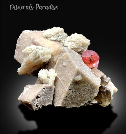 Rubelite Pink Tourmaline Crystal with Smoky Quartz and Feldspar, Tourmaline Specimen, Tourmaline for sale, Tourmaline from Paprok, 195 gram