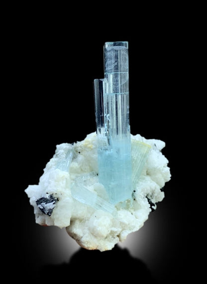 Aquamarine Crystals with Schorl on matrix from Shigar Valley Skardu Pakistan, 35 gram