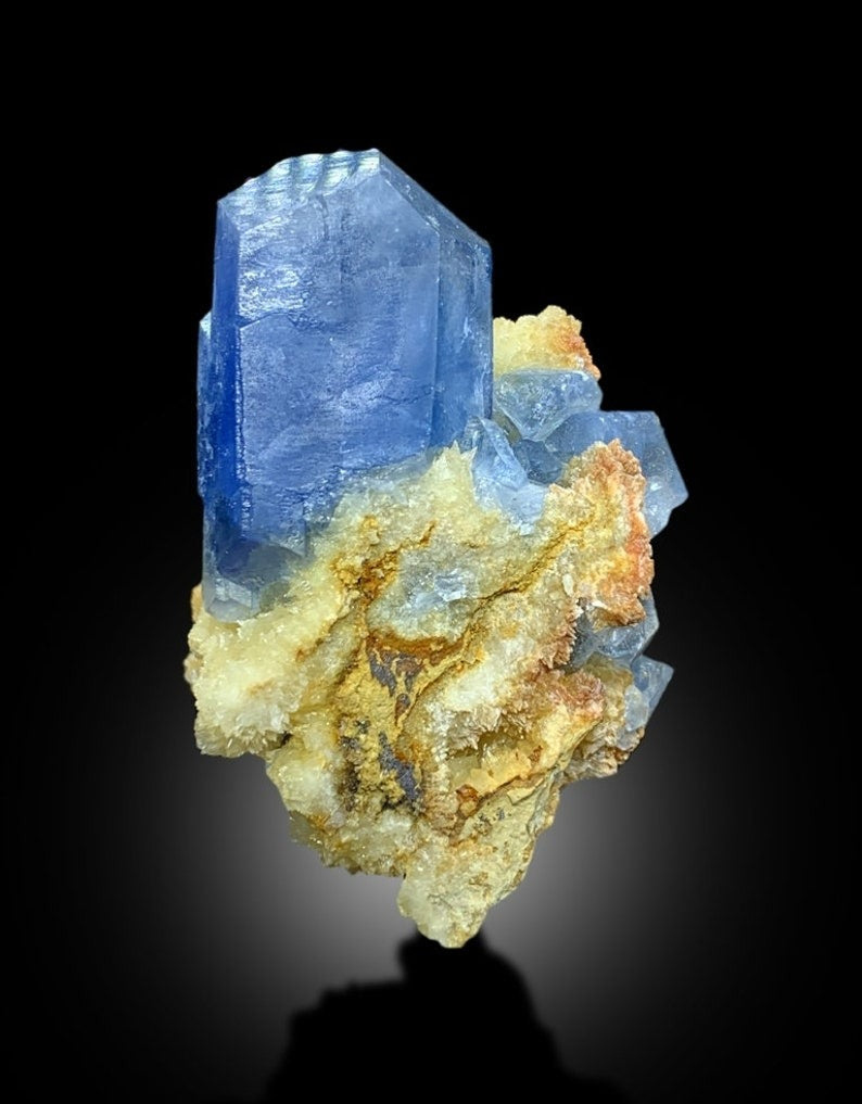 Celestine Crystals with Calcite Mineral Specimen from Afghanistan - 95 gram