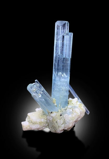 Sky Blue Aquamarine Crystals With Schorl and Albite, Mineral Specimen, Aquamarine Cluster, Aquamarine From Shigar Valley Pakistan - 22 gram