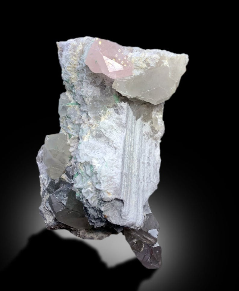 Pink Morganite With Green Tourmalines Quartz and Cleavelandite Albite Mineral Specimen From Afghanistan - 2713 gram