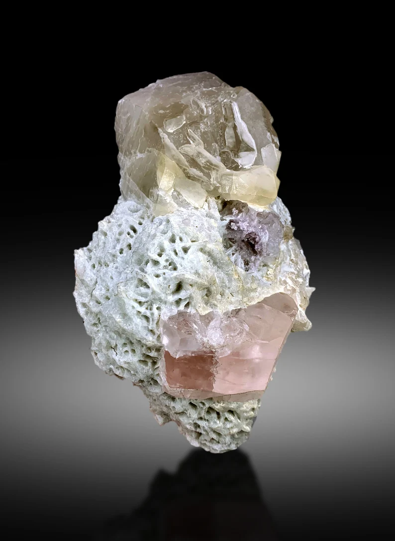 Pink Morganite with Pollucite and Quartz, Morganite Specimen, Quartz Crystal, Mineral Specimen, Healing Crystals, Chakra Crystal, 1298 gram