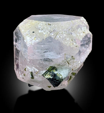 Enhydro Morganite, Pink Morganite with Tourmalines, Green Tourmaline Crystals, Morganite Specimen, Morganite Crystal with Blue Core, 90 g