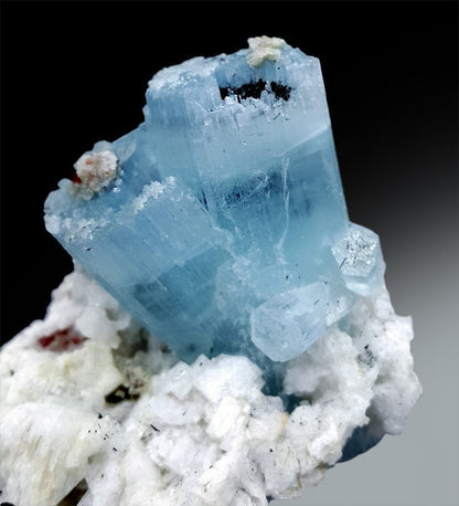 Aquamarine Specimen, Aquamarine Crystals with Herderite, Garnet, Schorl and Albite Mineral Specimen, Aquamarine For Sale 202 Gram
