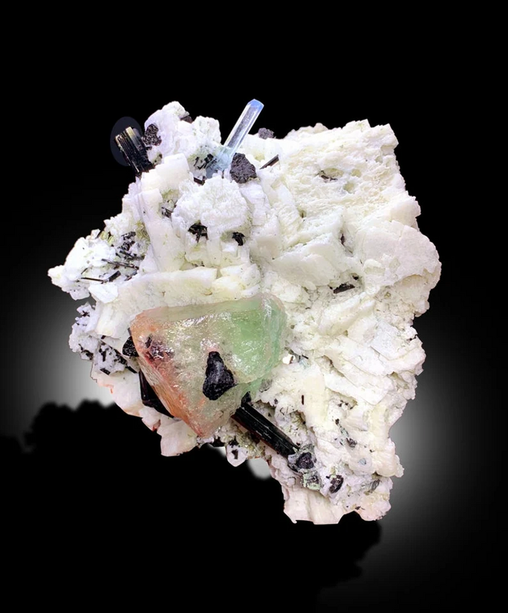 Bicolor Fluorite with Aquamarine, Tourmaline Crystals, Feldspar Specimen, Fluorite Specimen, Schorl Crystals, Blue Aquamarine, 3042 g
