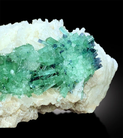 Blue Cap Tourmaline Crystals, Tourmaline Cluster with Albite Mineral Specimen, Bicolor Tourmaline, Tourmaline Specimen, 410 Gram