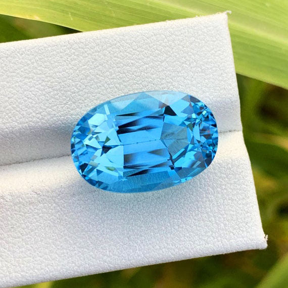 Beautiful Swiss Blue Topaz Loose Gemstone, Electric Blue Topaz Gemstone, Oval Topaz Cut Stone, Faceted Topaz For Jewelry Making, 20.5 CT
